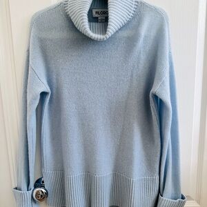 FILORO Women's Soft Blue turtleneck Sweater